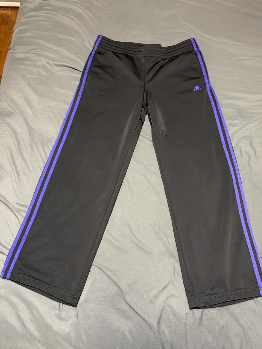 Size M adidas Track Pants Y2K Black Purple Striped